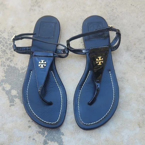 Tory Burch Women's Black patent Dillan Sandal Size 7.5 - Picture 6 of 13